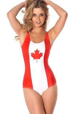 F33064  Canadian Flag Teddy Swimwear